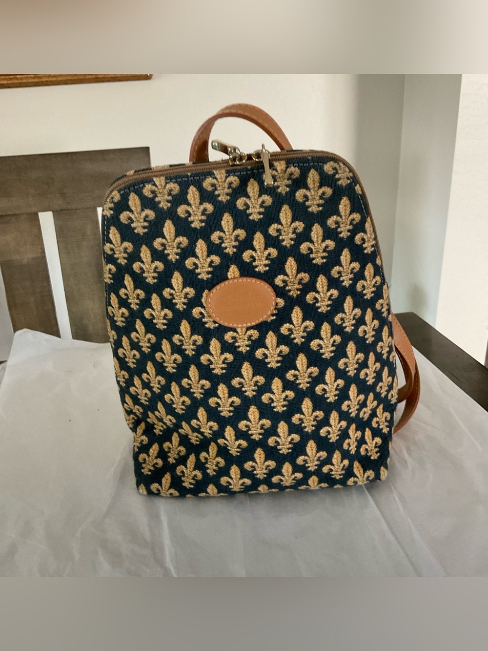 Royal Tapisserie (Made in France) Fleur de Lys Backpack Purse Backpack EUC.